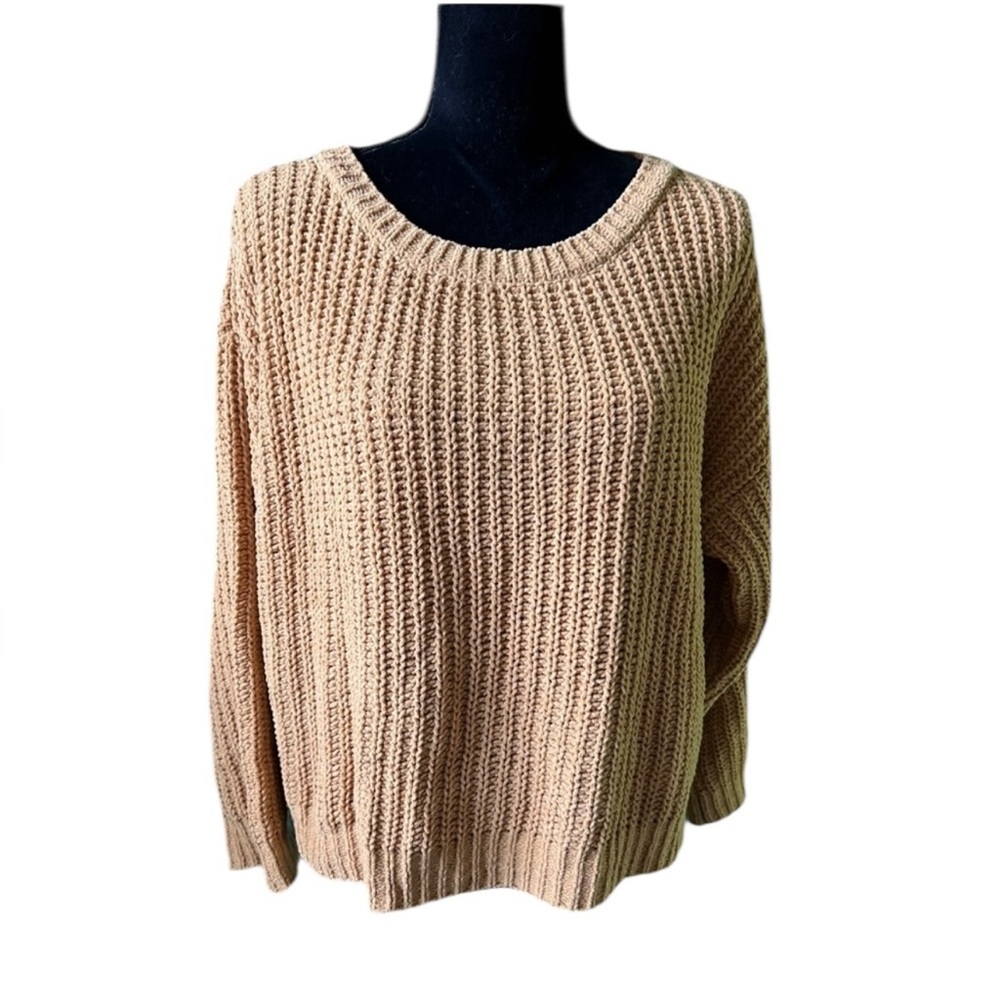 Carly Jean Los Angeles CJLA Womens Mustard Tan Chunky Knit Sweater Medium NWOT‎